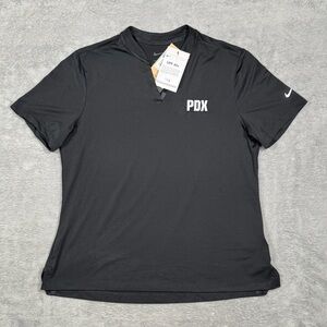 Nike Golf Dri Fit V Neck Top Womens M Black PDX Slim UPF 40+ Gym Training NEW